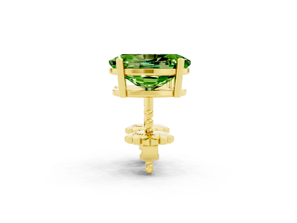 Oval Cut Peridot Stud Earrings in Yellow gold with Basket Setting_2