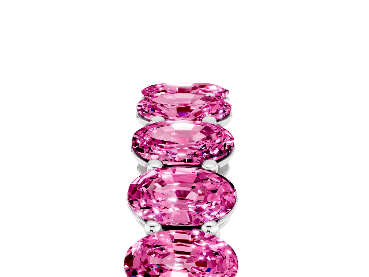 Oval Cut Pink Sapphire Eternity Band in Platinum with Shared Prong Setting_5