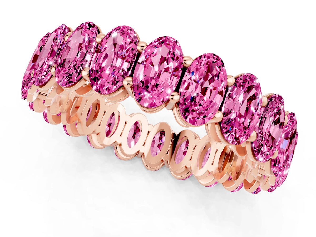 Oval Cut Pink Sapphire Eternity Band in Rose gold with Shared Prong Setting_1