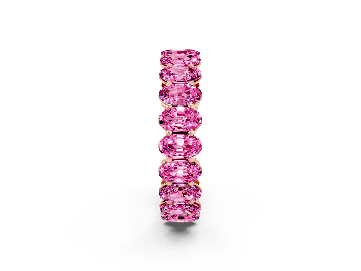 Oval Cut Pink Sapphire Eternity Band in Rose gold with Shared Prong Setting_2