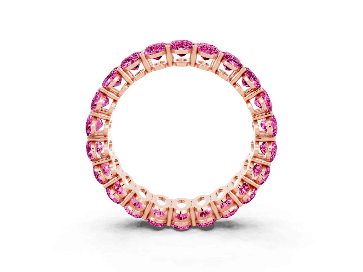 Oval Cut Pink Sapphire Eternity Band in Rose gold with Shared Prong Setting_3