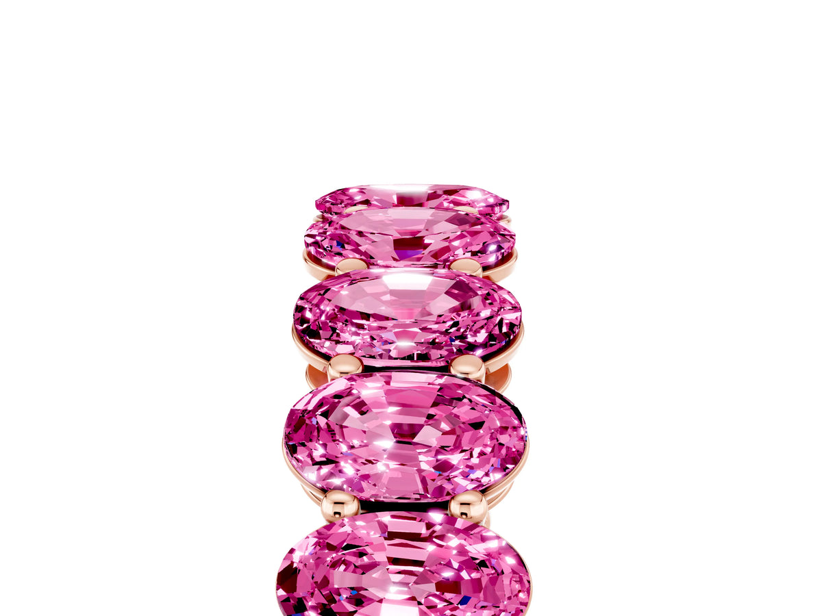 Oval Cut Pink Sapphire Eternity Band in Rose gold with Shared Prong Setting_5