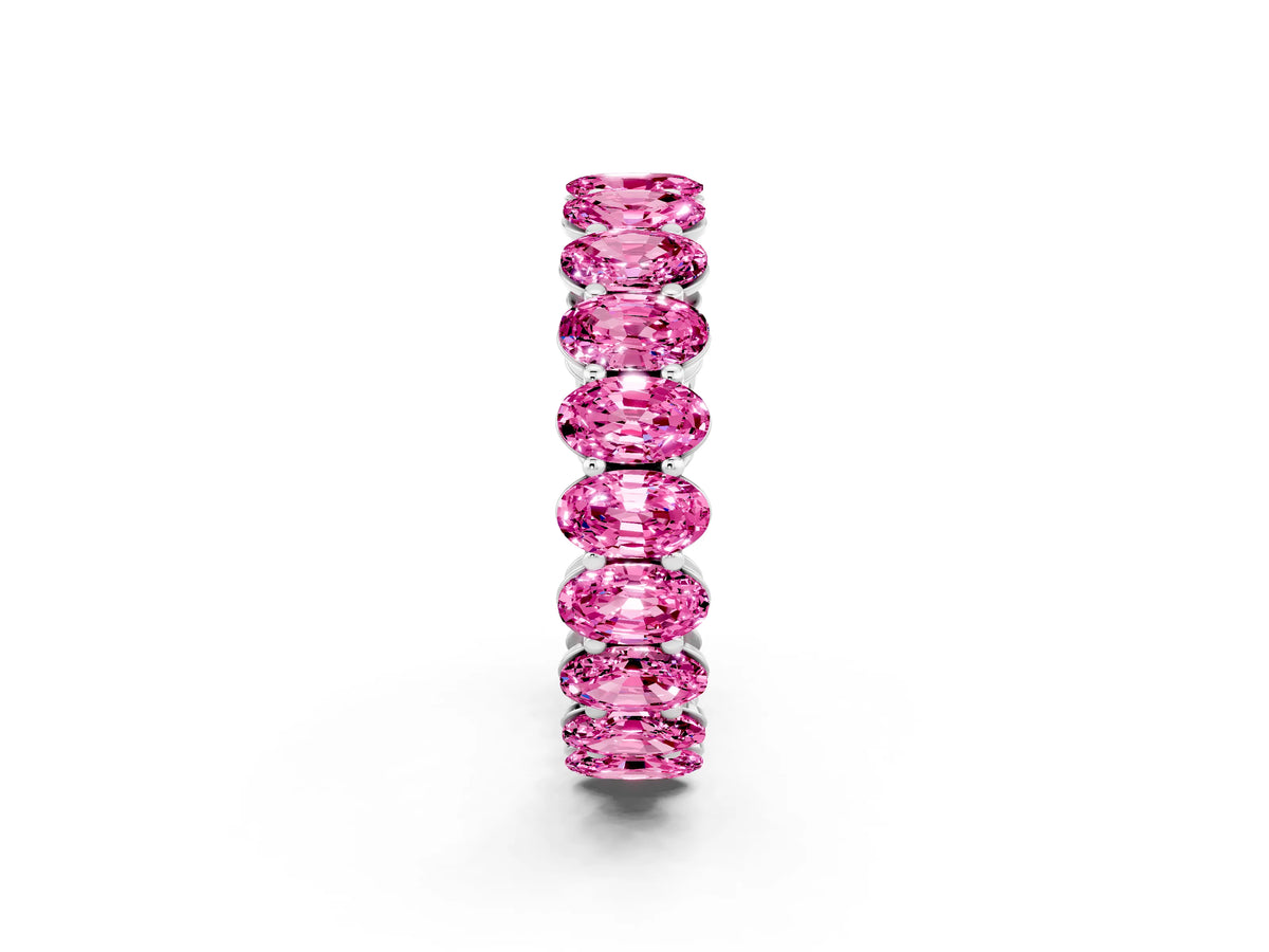 Oval Cut Pink Sapphire Eternity Band in Silver with Shared Prong Setting_2