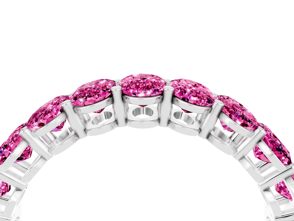 Oval Cut Pink Sapphire Eternity Band in Silver with Shared Prong Setting_4