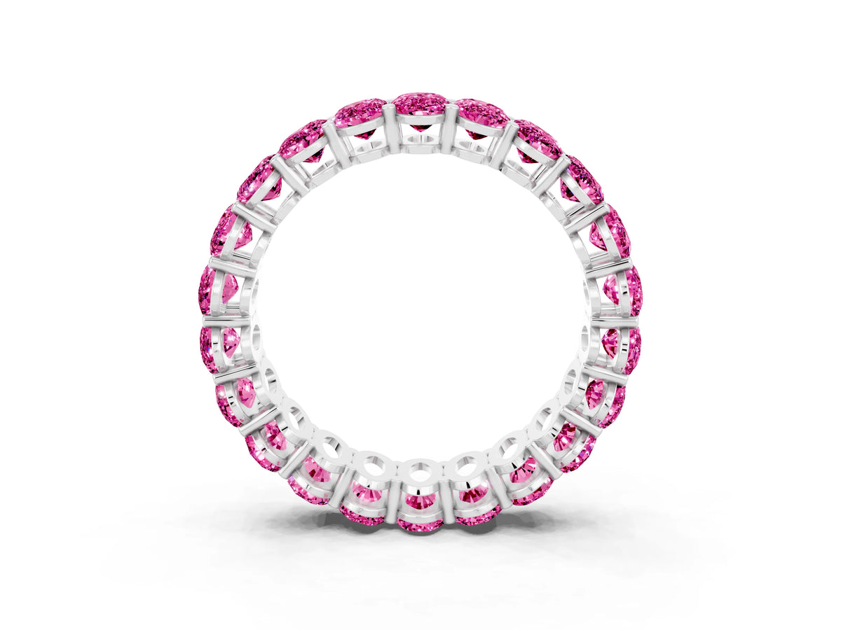 Oval Cut Pink Sapphire Eternity Band in White gold with Shared Prong Setting_3