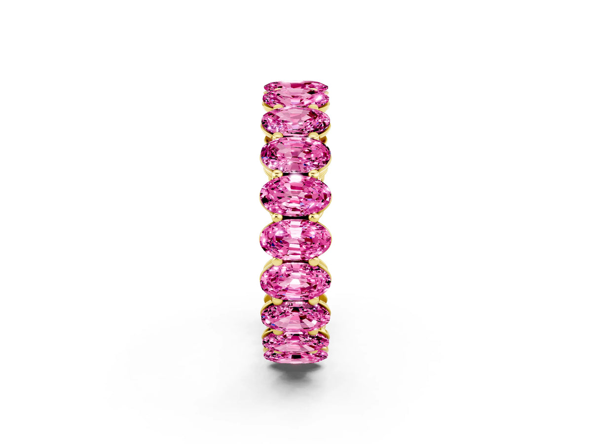 Oval Cut Pink Sapphire Eternity Band in Yellow gold with Shared Prong Setting_2