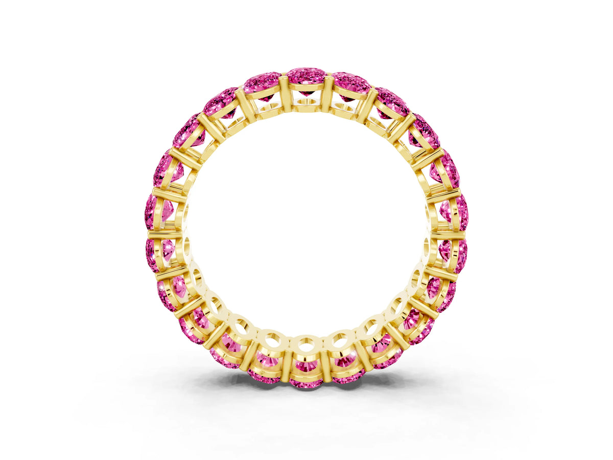 Oval Cut Pink Sapphire Eternity Band in Yellow gold with Shared Prong Setting_3