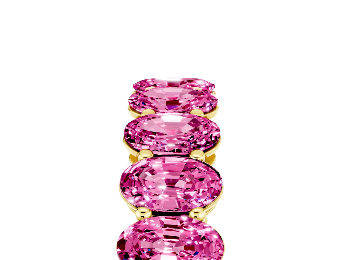 Oval Cut Pink Sapphire Eternity Band in Yellow gold with Shared Prong Setting_5