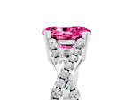Oval Cut Pink Sapphire Solitaire Ring in White gold with Interwoven Pavé Band and Prong Setting_5