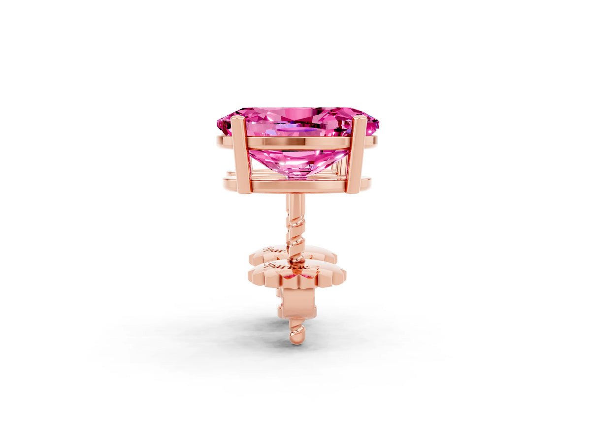 Oval Cut Pink Sapphire Stud Earrings in Rose gold with Basket Setting_2