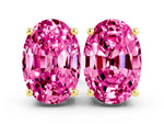 Oval Cut Pink Sapphire Stud Earrings in Yellow gold with Basket Setting