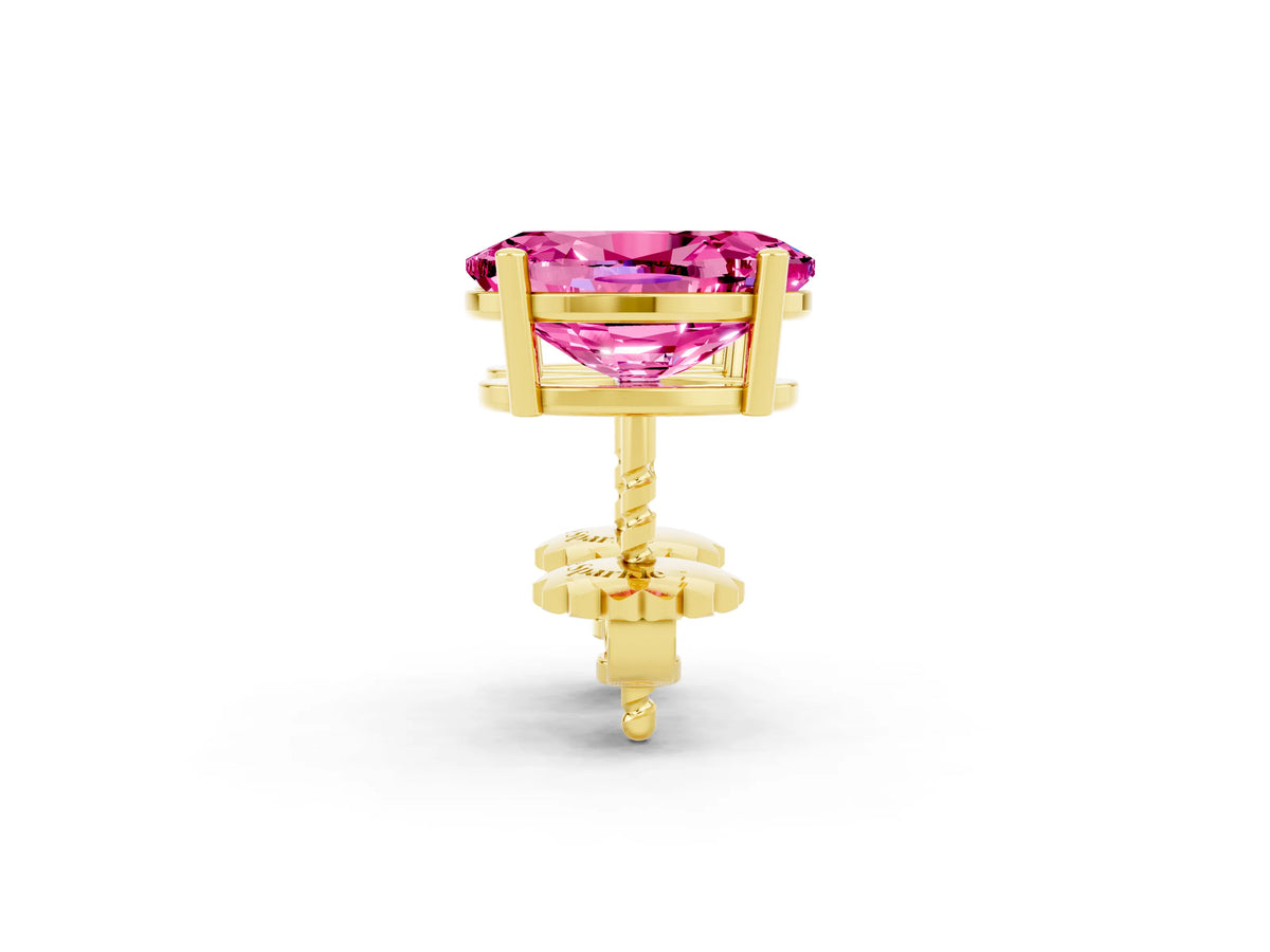 Oval Cut Pink Sapphire Stud Earrings in Yellow gold with Basket Setting_2