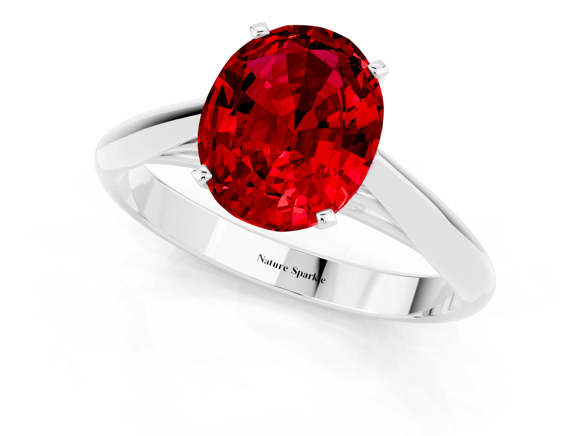 Oval Cut Ruby Cathedral Solitaire Engagement Ring in Platinum with Prong Setting_1