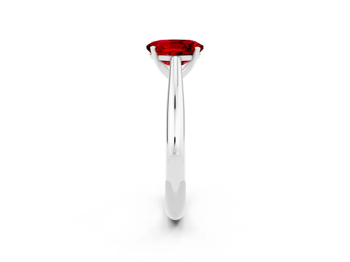 Oval Cut Ruby Cathedral Solitaire Engagement Ring in Platinum with Prong Setting_2