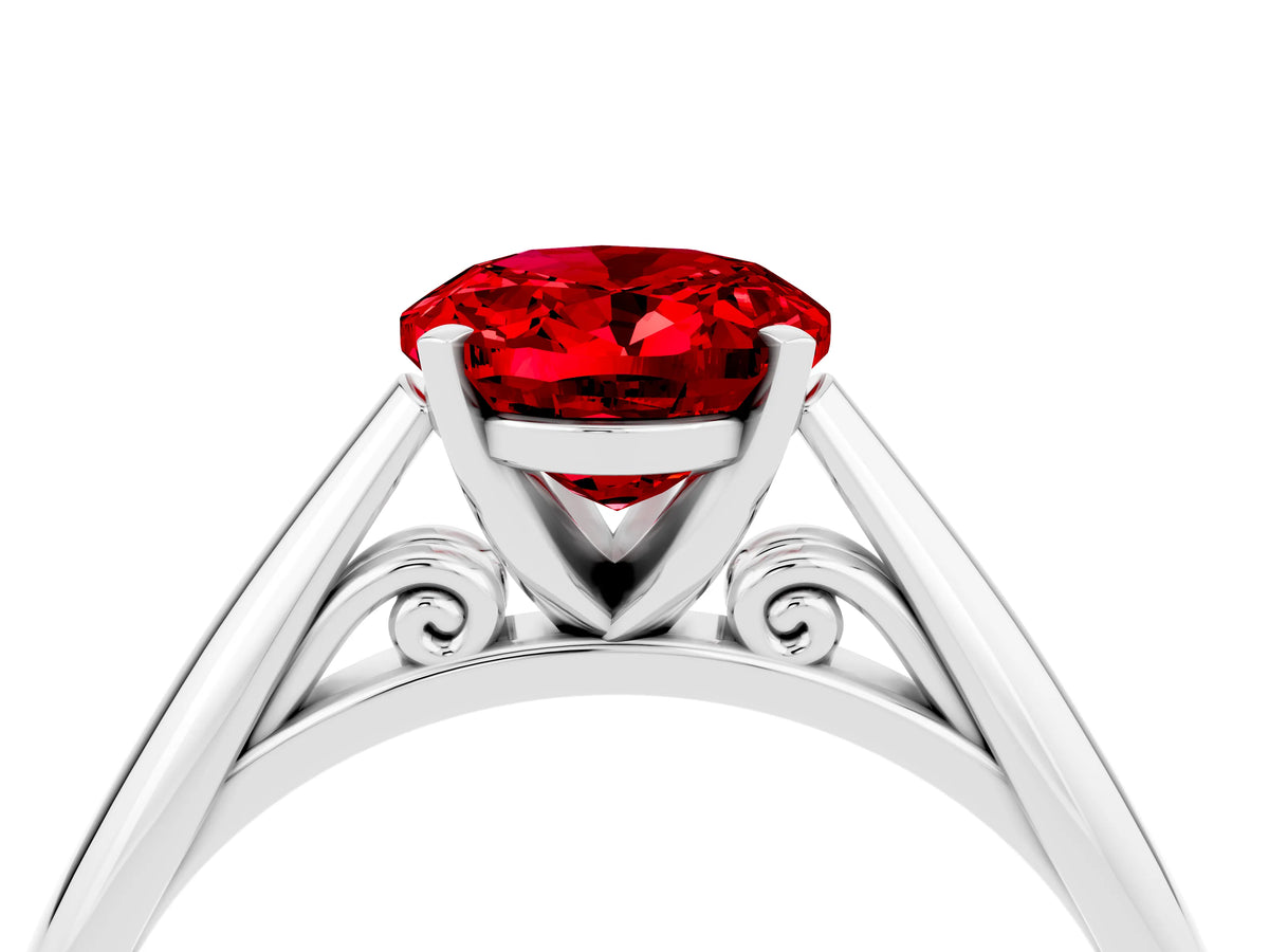 Oval Cut Ruby Cathedral Solitaire Engagement Ring in Platinum with Prong Setting_4