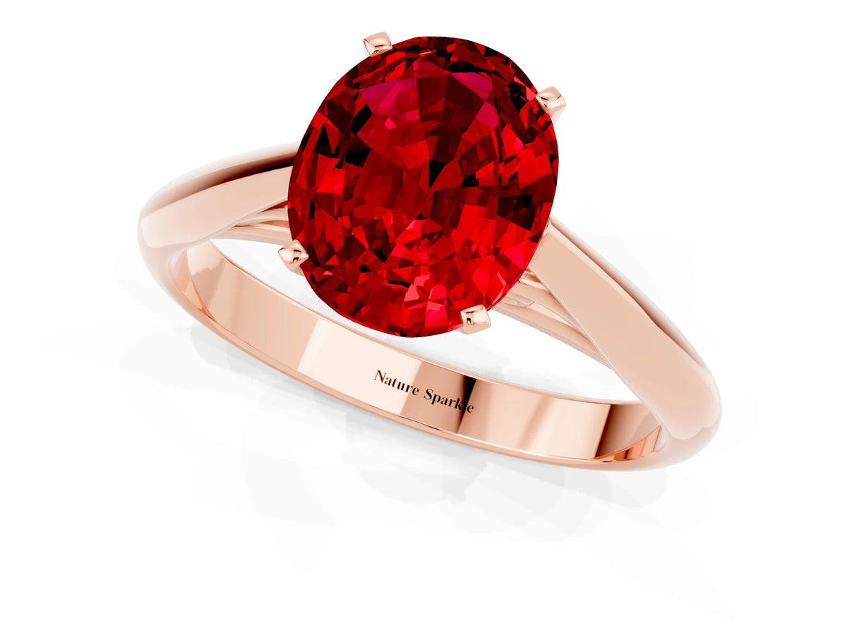 Oval Cut Ruby Cathedral Solitaire Engagement Ring in Rose gold with Prong Setting_1