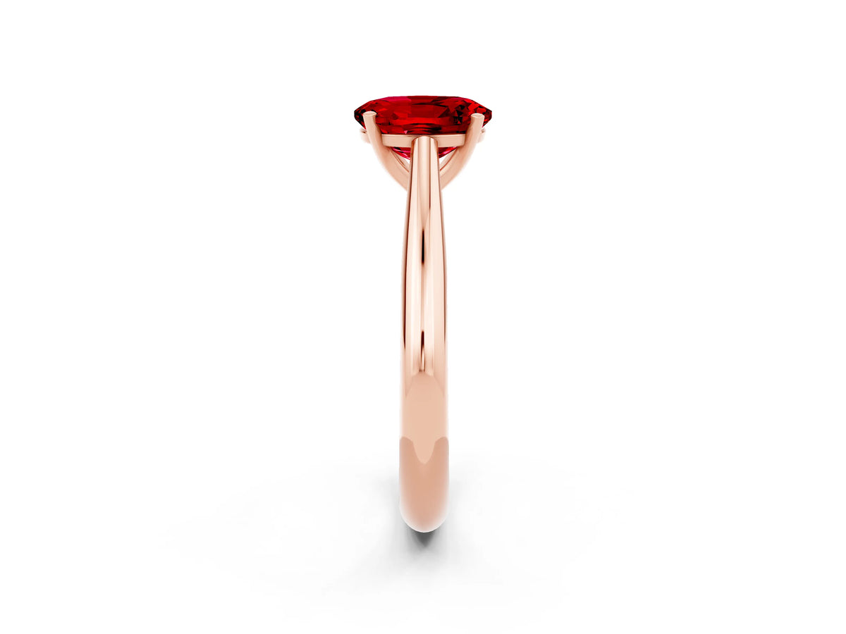 Oval Cut Ruby Cathedral Solitaire Engagement Ring in Rose gold with Prong Setting_2