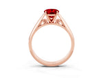 Oval Cut Ruby Cathedral Solitaire Engagement Ring in Rose gold with Prong Setting_3
