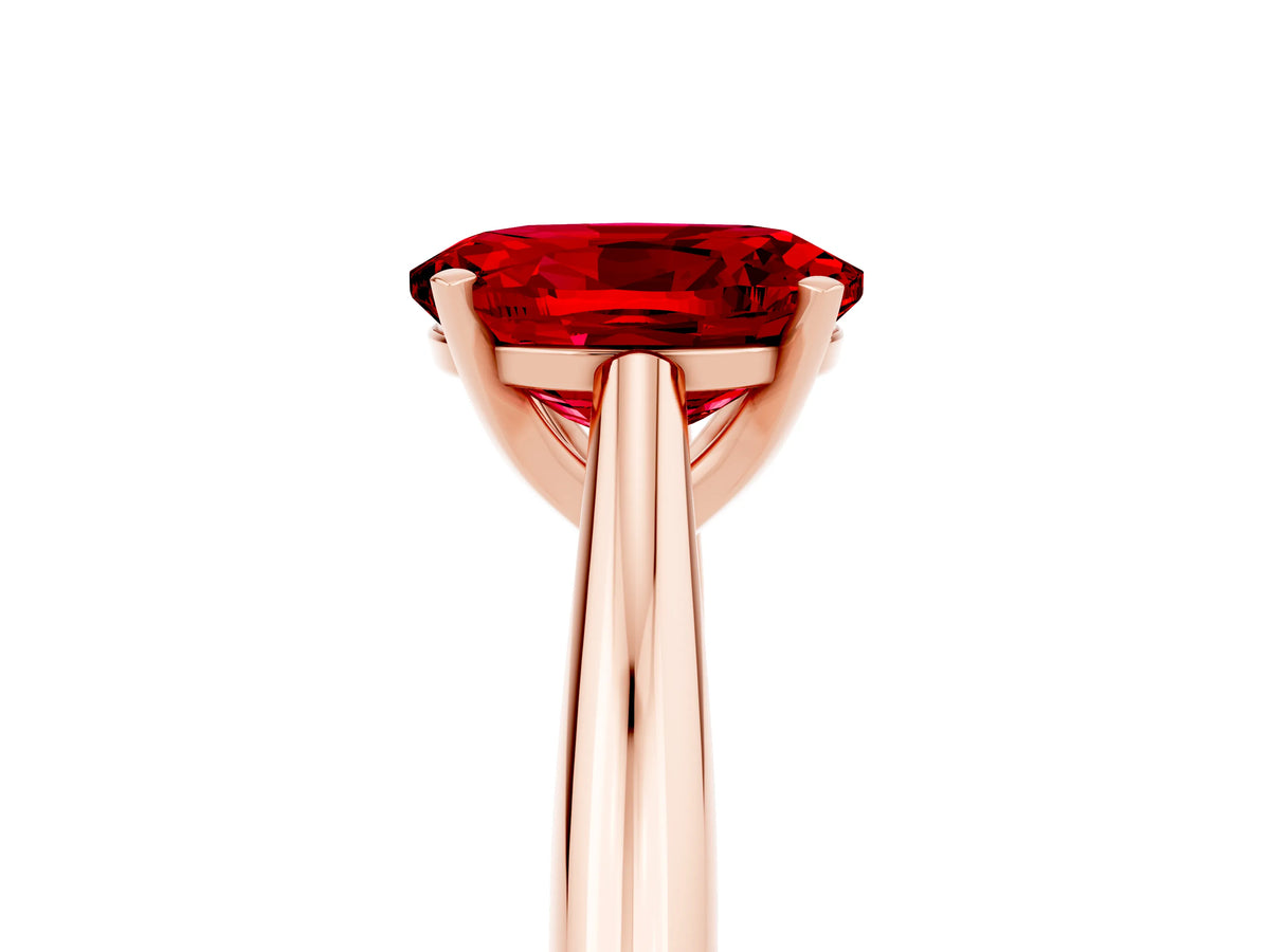 Oval Cut Ruby Cathedral Solitaire Engagement Ring in Rose gold with Prong Setting_5