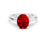 Oval Cut Ruby Cathedral Solitaire Engagement Ring in Silver with Prong Setting