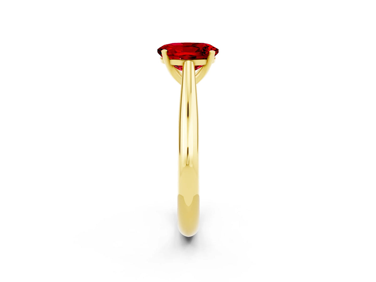 Oval Cut Ruby Cathedral Solitaire Engagement Ring in Yellow gold with Prong Setting_2