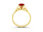 Oval Cut Ruby Cathedral Solitaire Engagement Ring in Yellow gold with Prong Setting_3