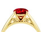 Oval Cut Ruby Cathedral Solitaire Engagement Ring in Yellow gold with Prong Setting_4