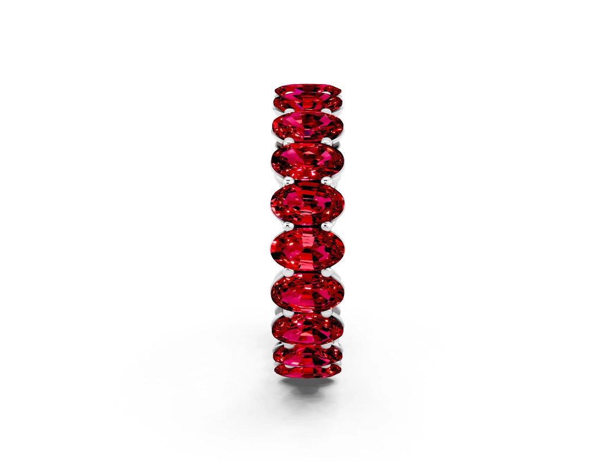 Oval Cut Ruby Eternity Band in Platinum with Shared Prong Setting_2