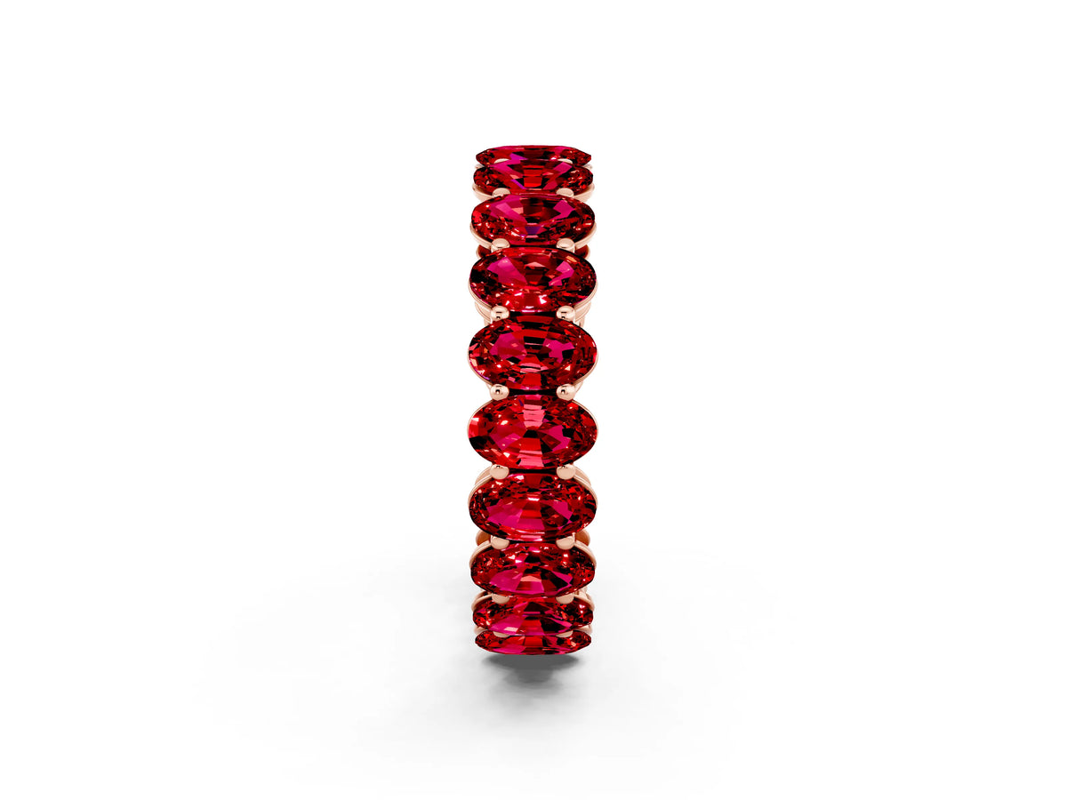 Oval Cut Ruby Eternity Band in Rose gold with Shared Prong Setting_2