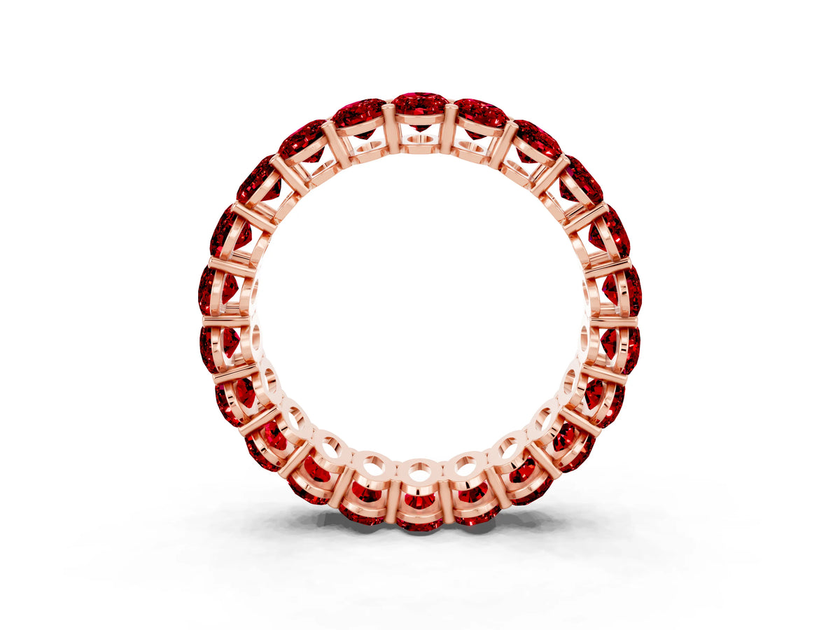 Oval Cut Ruby Eternity Band in Rose gold with Shared Prong Setting_3