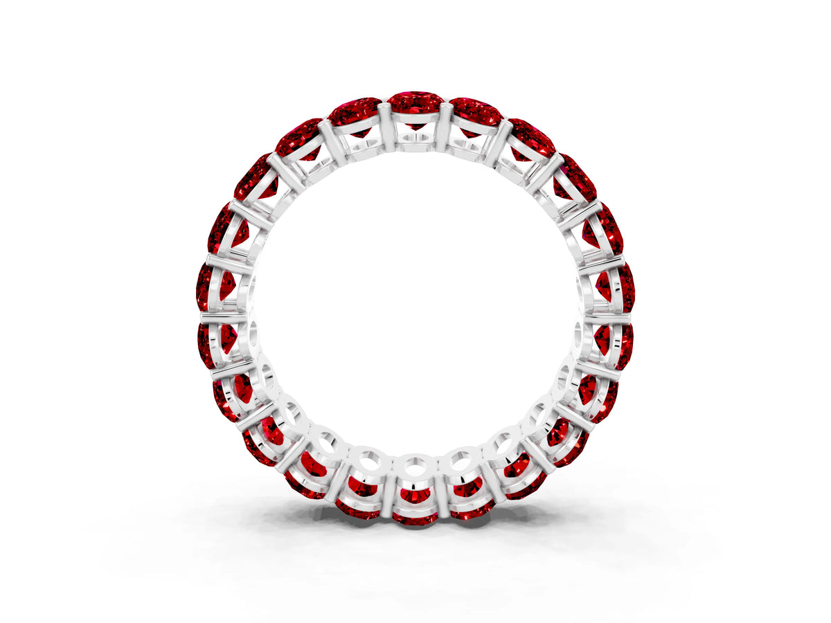 Oval Cut Ruby Eternity Band in White gold with Shared Prong Setting_3