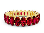 Oval Cut Ruby Eternity Band in Yellow gold with Shared Prong Setting