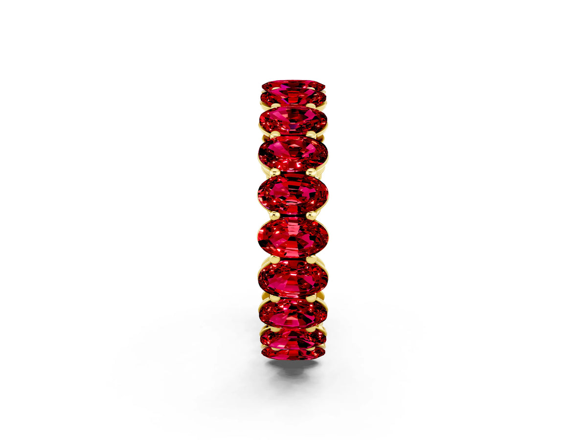 Oval Cut Ruby Eternity Band in Yellow gold with Shared Prong Setting_2