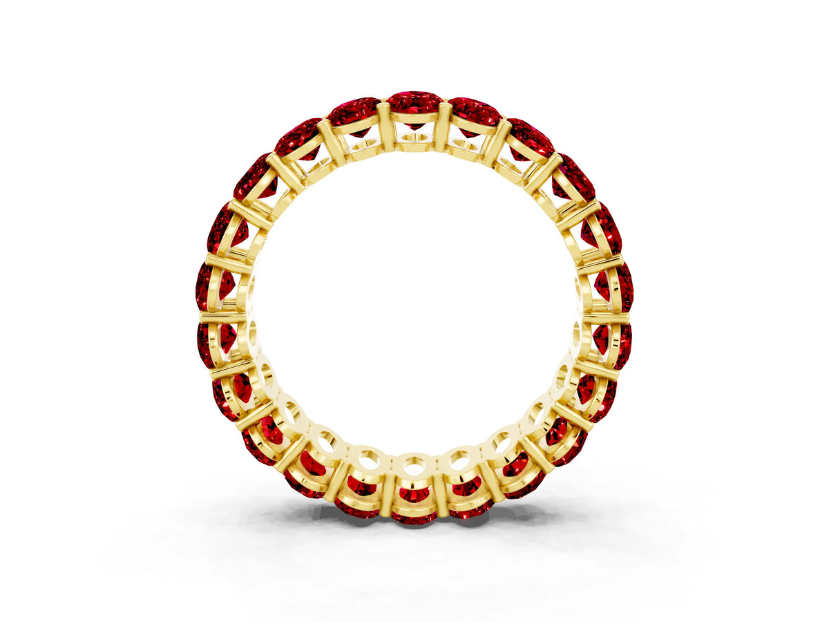 Oval Cut Ruby Eternity Band in Yellow gold with Shared Prong Setting_3