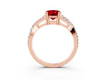 Oval Cut Ruby Solitaire Ring in Rose gold with Interwoven Pavé Band and Prong Setting_3