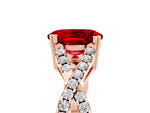 Oval Cut Ruby Solitaire Ring in Rose gold with Interwoven Pavé Band and Prong Setting_5