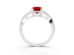 Oval Cut Ruby Solitaire Ring in Silver with Interwoven Pavé Band and Prong Setting_9