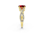 Oval Cut Ruby Solitaire Ring in Yellow gold with Interwoven Pavé Band and Prong Setting_2