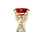 Oval Cut Ruby Solitaire Ring in Yellow gold with Interwoven Pavé Band and Prong Setting_5