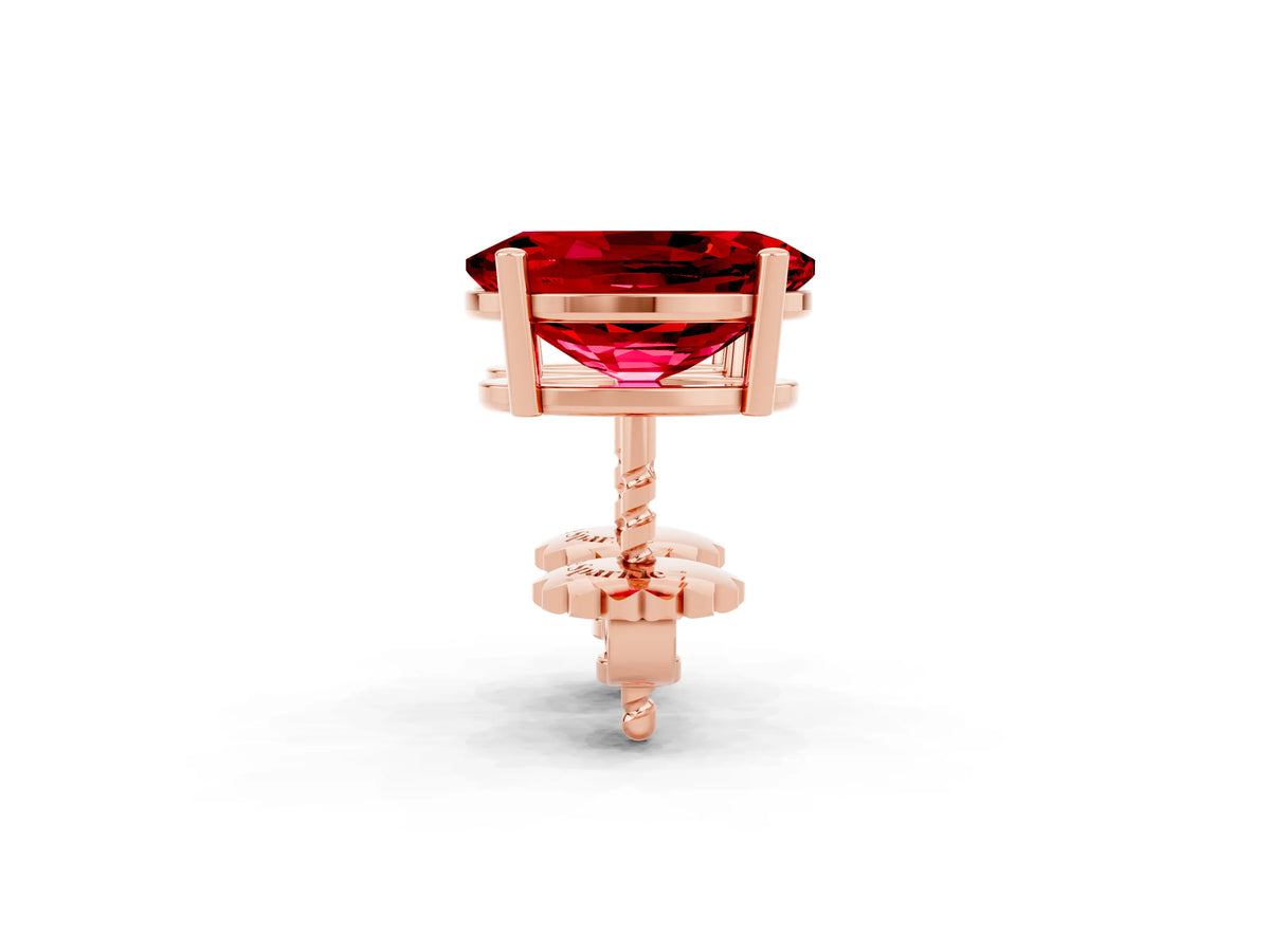 Oval Cut Ruby Stud Earrings in Rose gold with Basket Setting_2