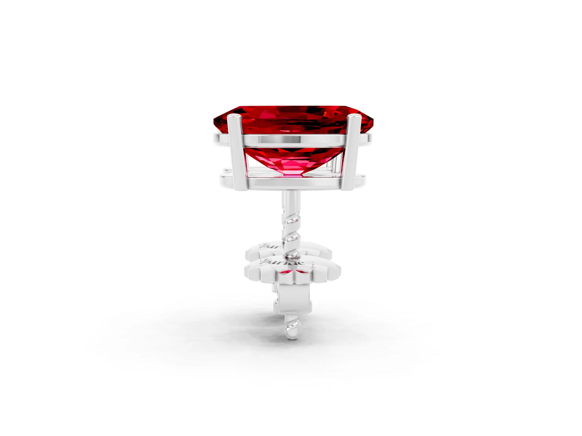 Oval Cut Ruby Stud Earrings in White gold with Basket Setting_2