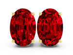 Oval Cut Ruby Stud Earrings in Yellow gold with Basket Setting