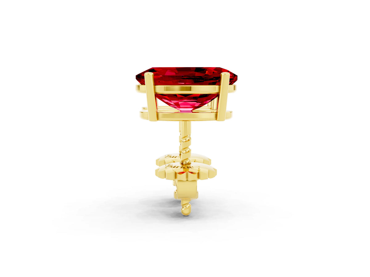 Oval Cut Ruby Stud Earrings in Yellow gold with Basket Setting_2