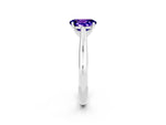 Oval Cut Tanzanite Cathedral Solitaire Engagement Ring in Platinum with Prong Setting_2