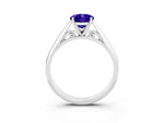 Oval Cut Tanzanite Cathedral Solitaire Engagement Ring in Platinum with Prong Setting_3