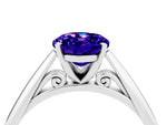 Oval Cut Tanzanite Cathedral Solitaire Engagement Ring in Platinum with Prong Setting_4