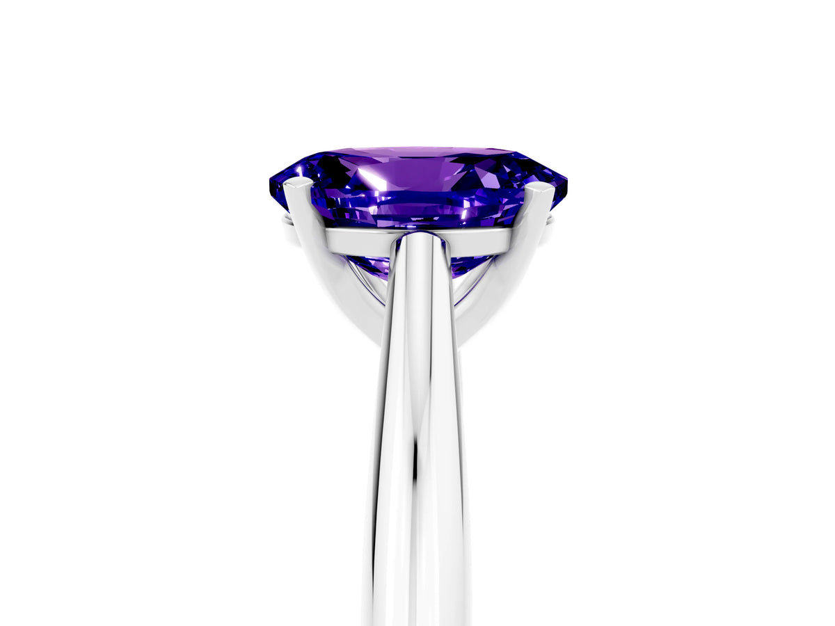 Oval Cut Tanzanite Cathedral Solitaire Engagement Ring in Platinum with Prong Setting_5