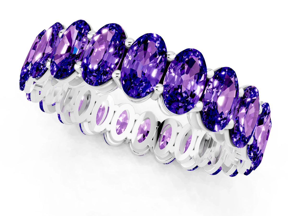 Oval Cut Tanzanite Eternity Band in Platinum with Shared Prong Setting_1