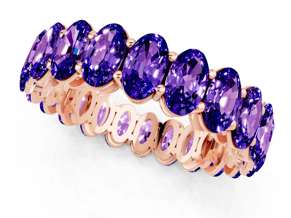 Oval Cut Tanzanite Eternity Band in Rose gold with Shared Prong Setting_1