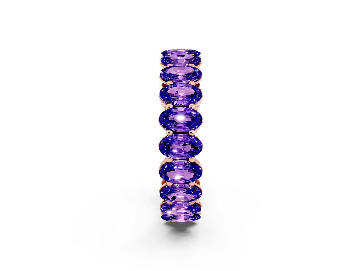 Oval Cut Tanzanite Eternity Band in Rose gold with Shared Prong Setting_2